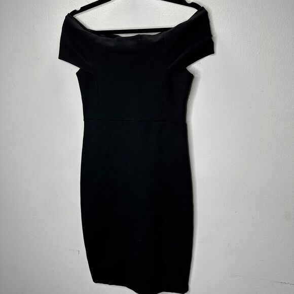 Zara Sexy Black Off-Shoulder Bandeau Style bodycon Dress Stretchy Medium - Picture 5 of 14